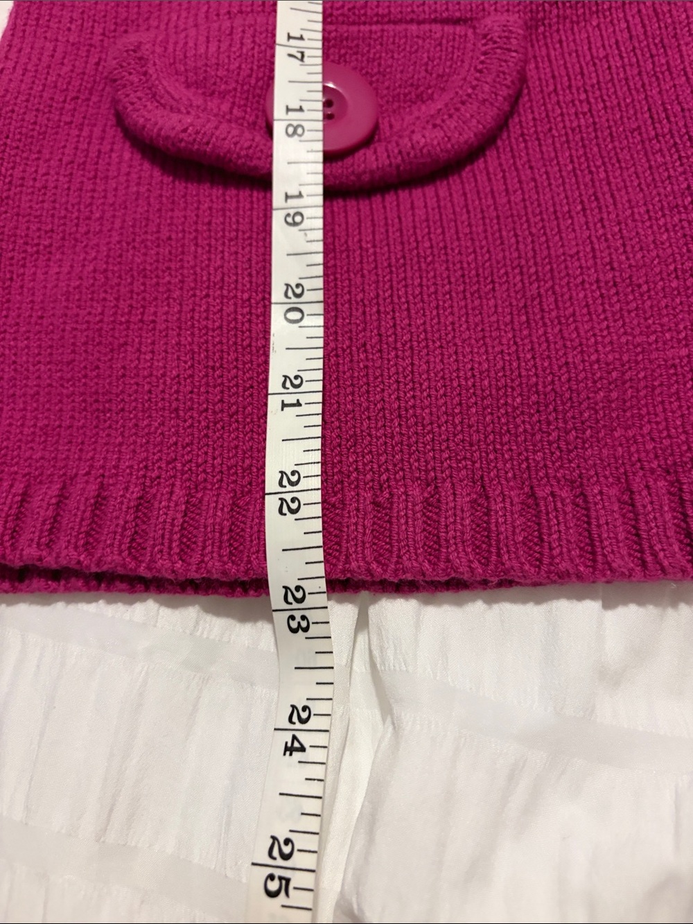 Rafaella Deep Pink Button-Front Ribbed Yoke Cardigan - Picture 6 of 8